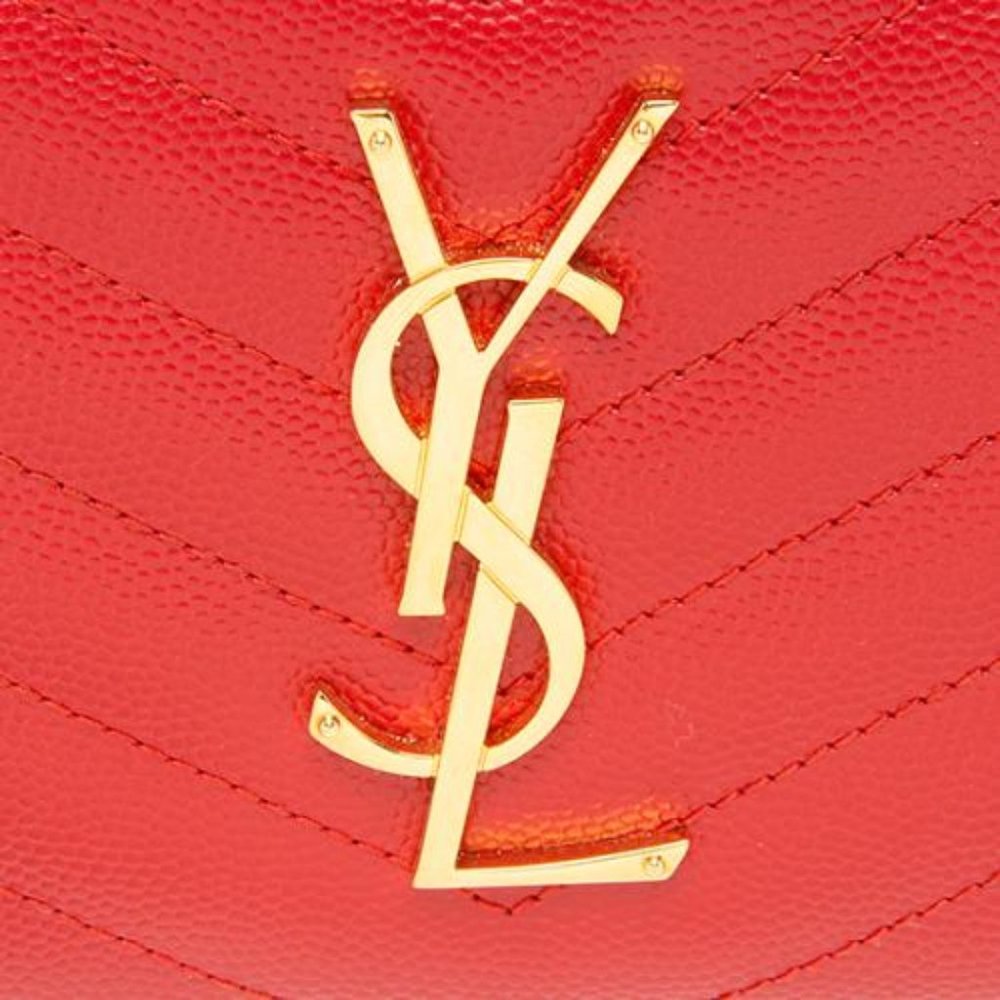 SOLD Saint Laurent Red Chevron Long Wallet - Picture 2 of 6